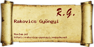 Rakovics Gyöngyi névjegykártya